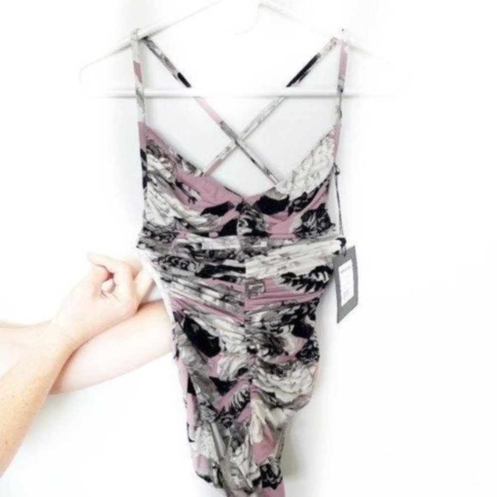 NWT Norma Kamali Butterfly Mio Pink Peonies Size XS